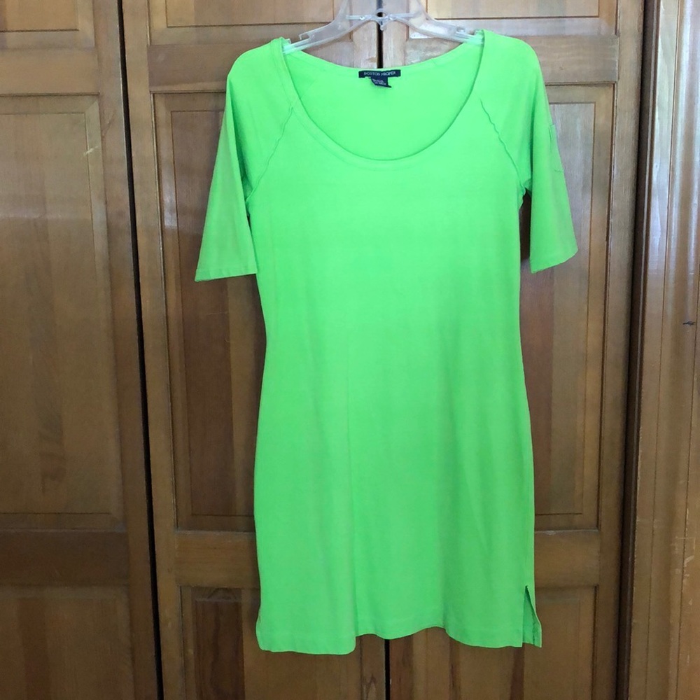 Lime green casual dress with pocket on sleeve (Boston Proper, size M)